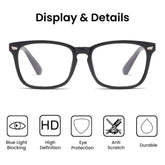Unisex Square Plastic Frame Clear Lens Glasses